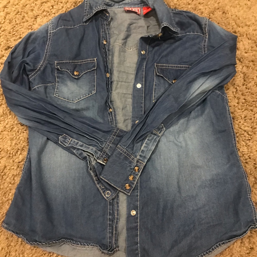 Dark blue jean shirt